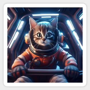 Cat Astronaut inside Spaceship Sticker